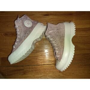 Pink Corduroy Platform Lugged Converse Sz 10 EUC